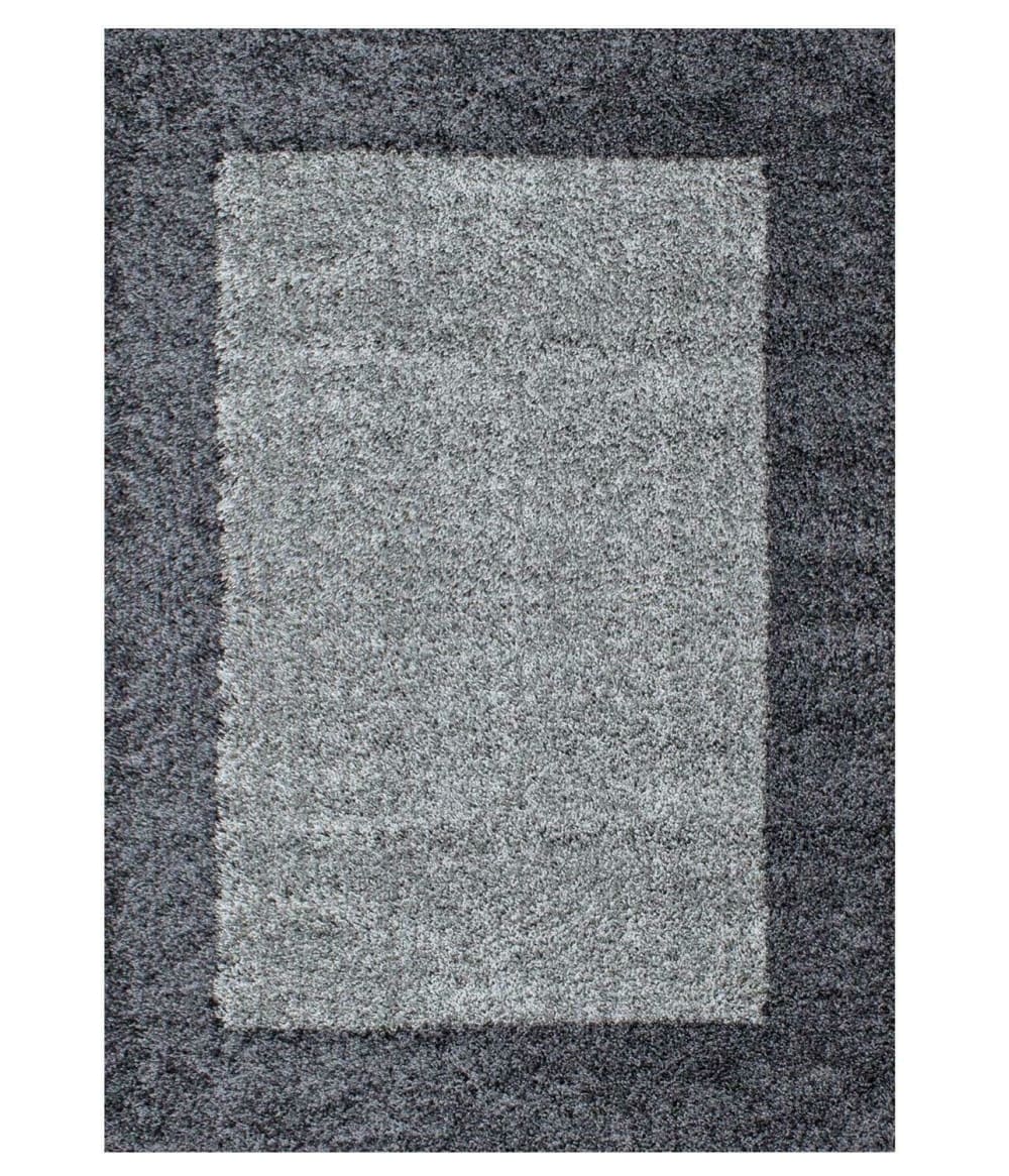 SHAGGY - Tapis à Bordures - Gris 120 x 170 cm
