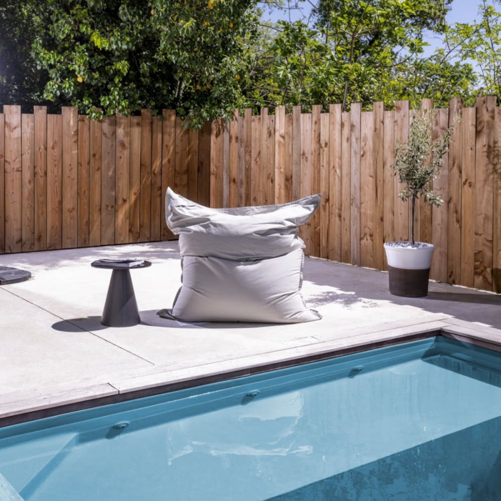 Pouf géant d'éxterieur déhoussable gris perle 130x165cm