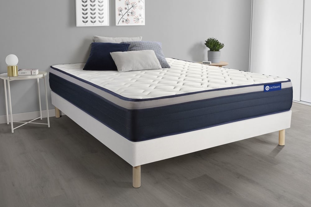Somier blanco + colchón con espuma viscoelástica 180 x 190 - Maisons du Monde