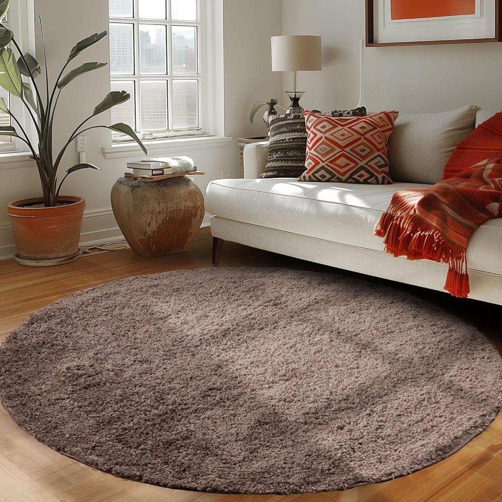 Shaggy - tapis uni rond - taupe 200 x 200 cm — vue 3