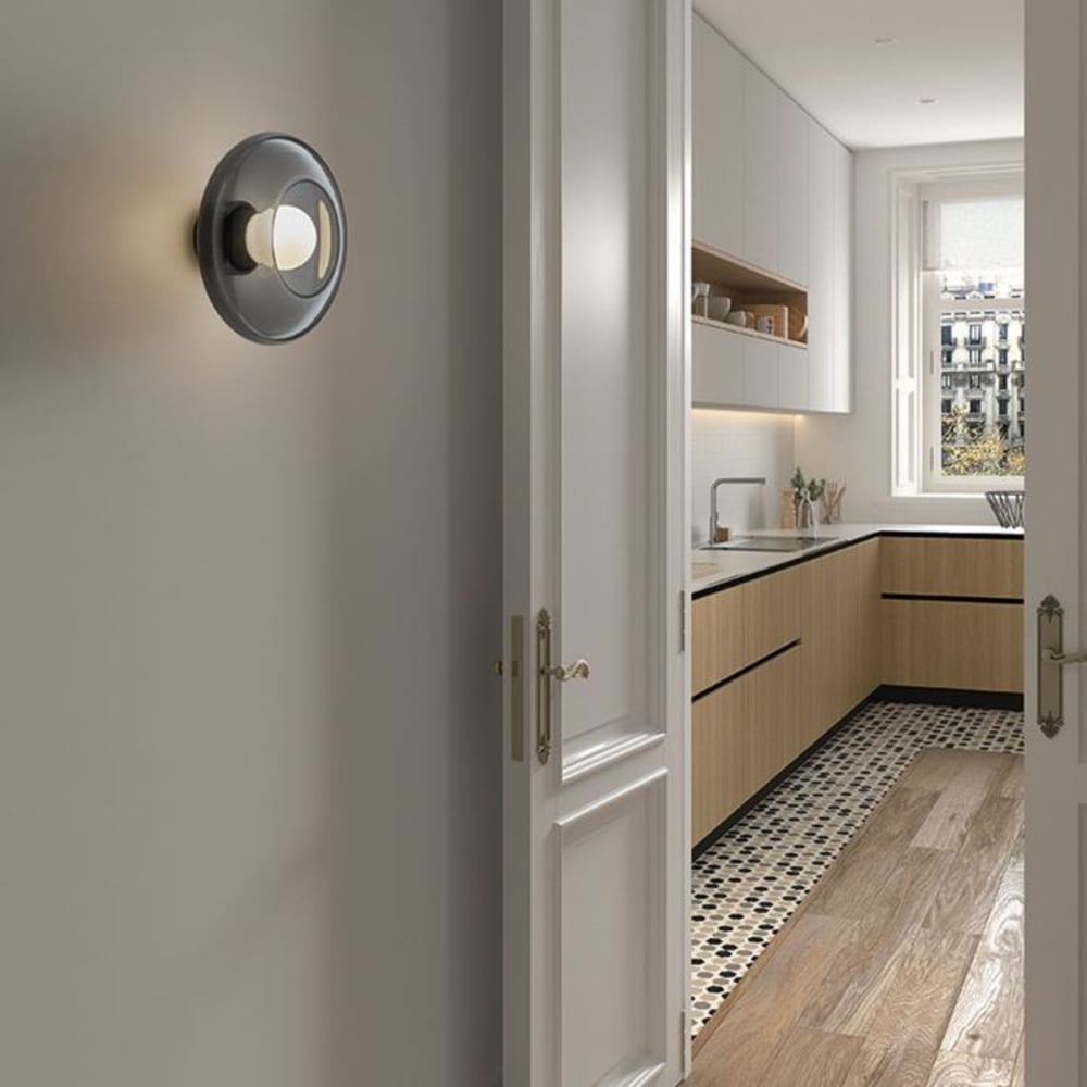 Aplique de pared interior fabricado en cristal de color gris fumé - Maisons du Monde