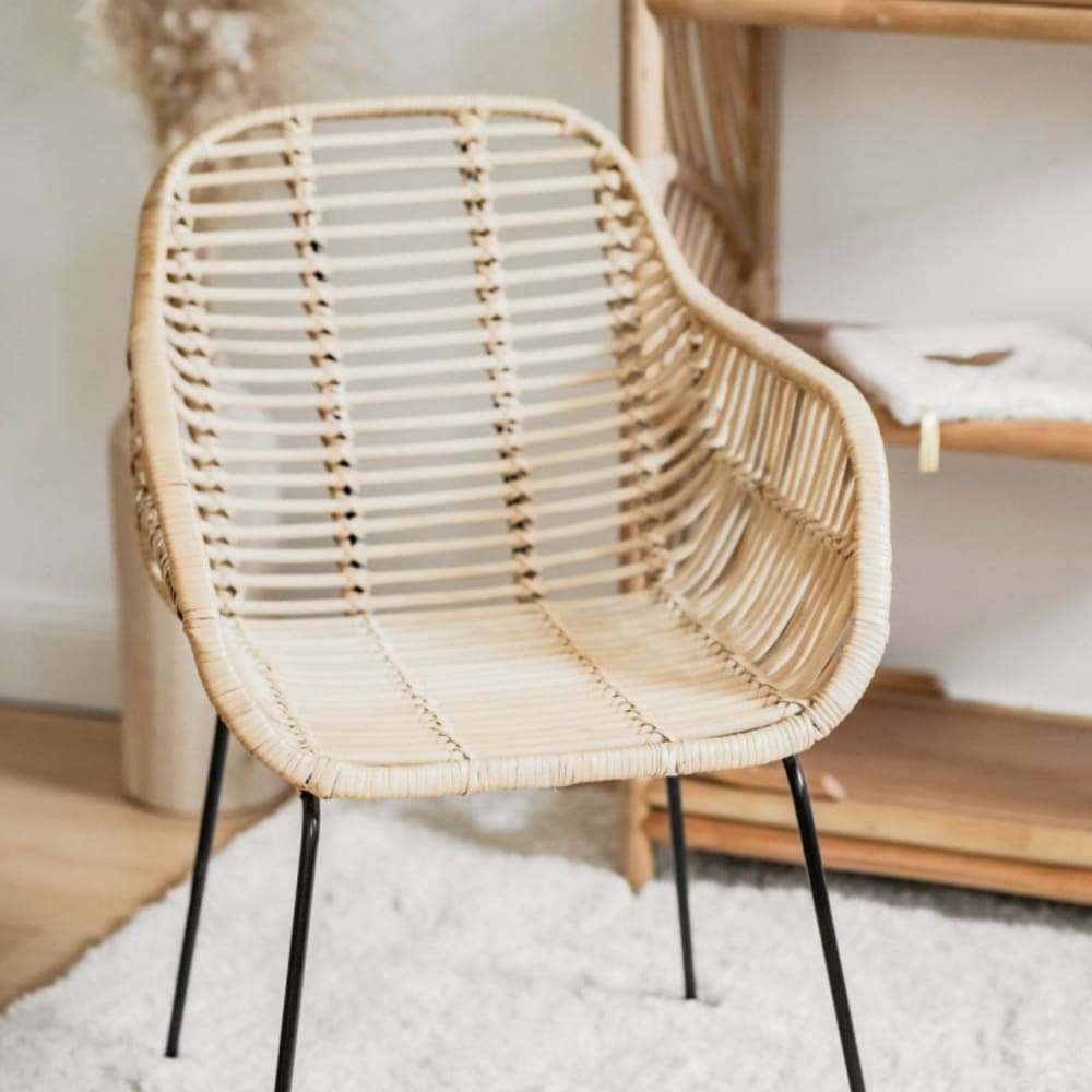 Fauteuil bois cannage naturel 80 x 37 cm (Saudara Collections) - Image 2