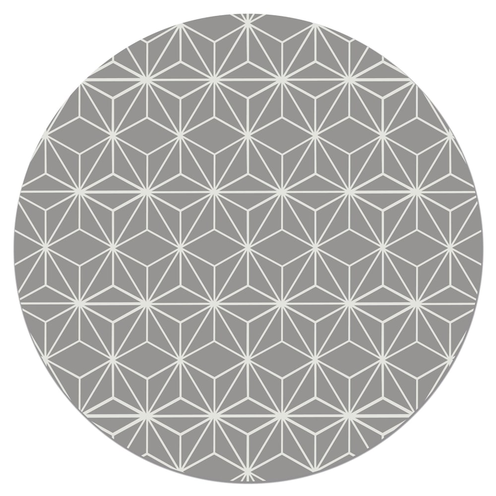 Alfombra vinílica redonda líneas estrellas gris 190x190 cm