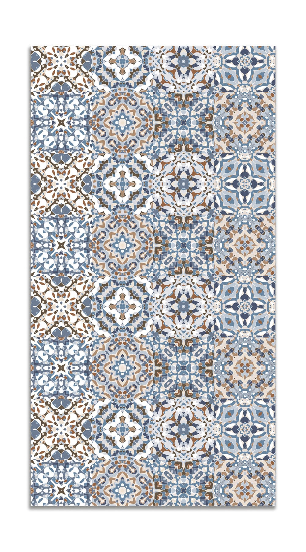 Alfombra vinílica baldosa hidráulico oriental azul 140x200 cm
