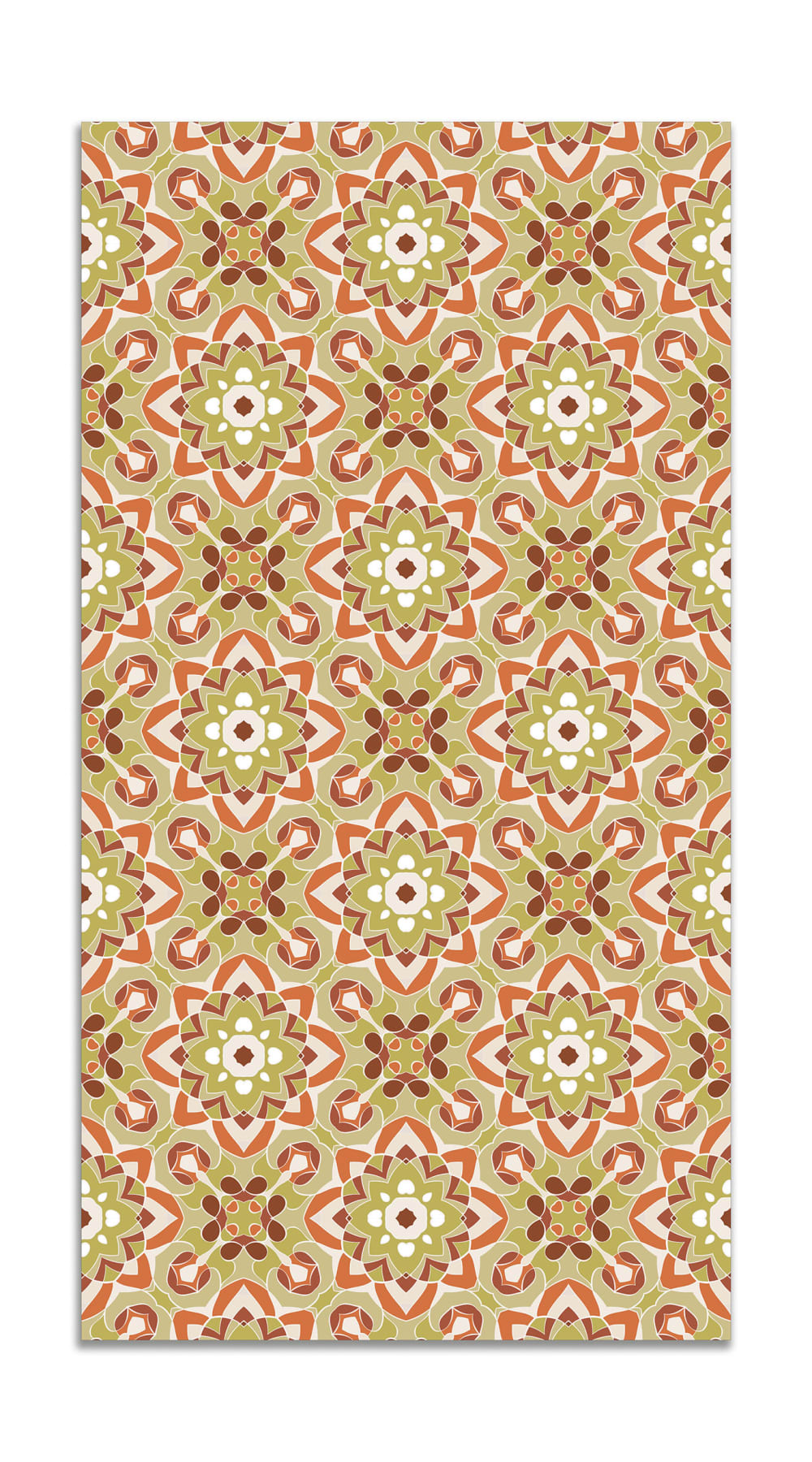 Alfombra vinílica azulejo oriental floreada naranja 80x250 cm