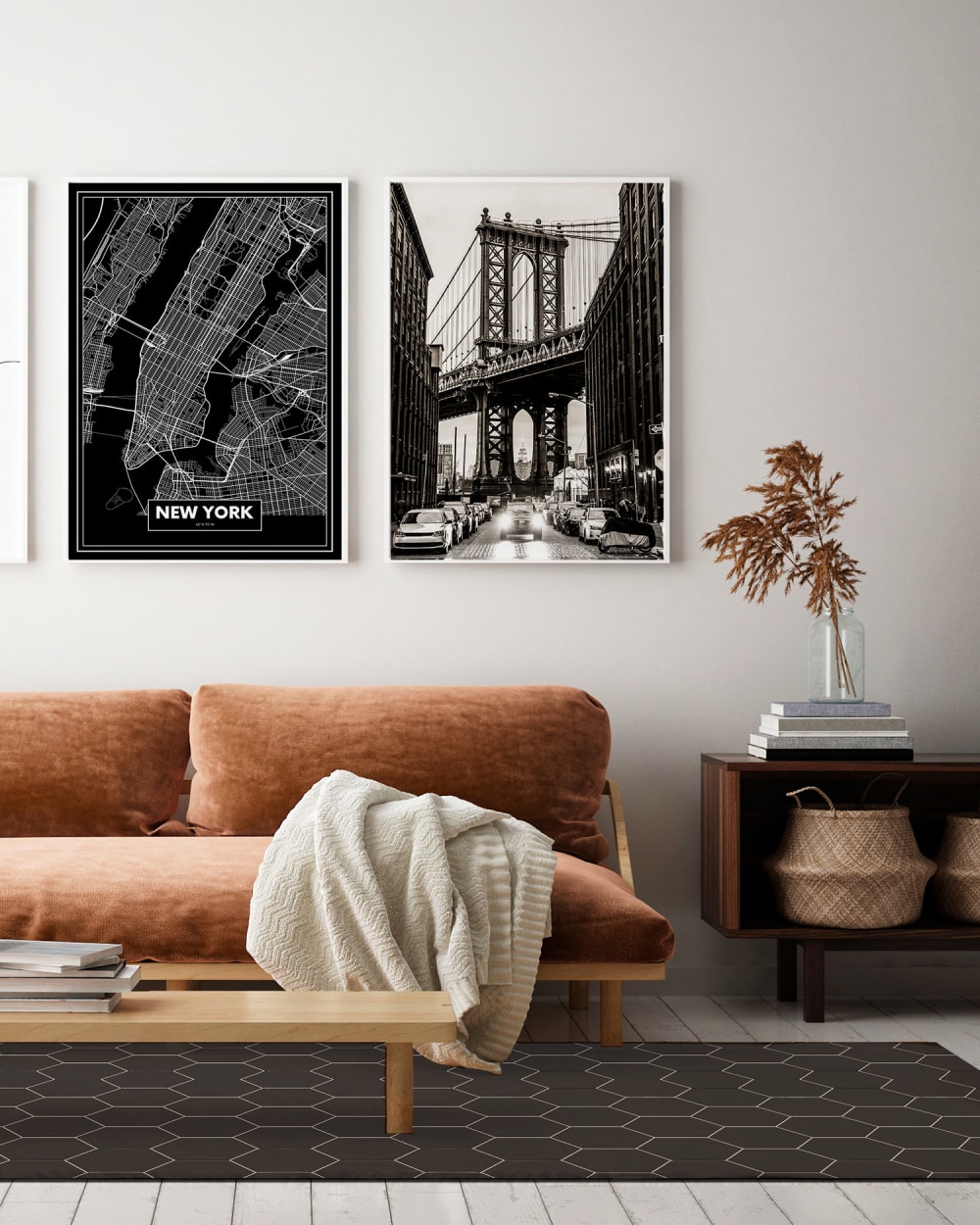 Tapis vinyle mosaïque hexagones gris 80x150cm — vue 4