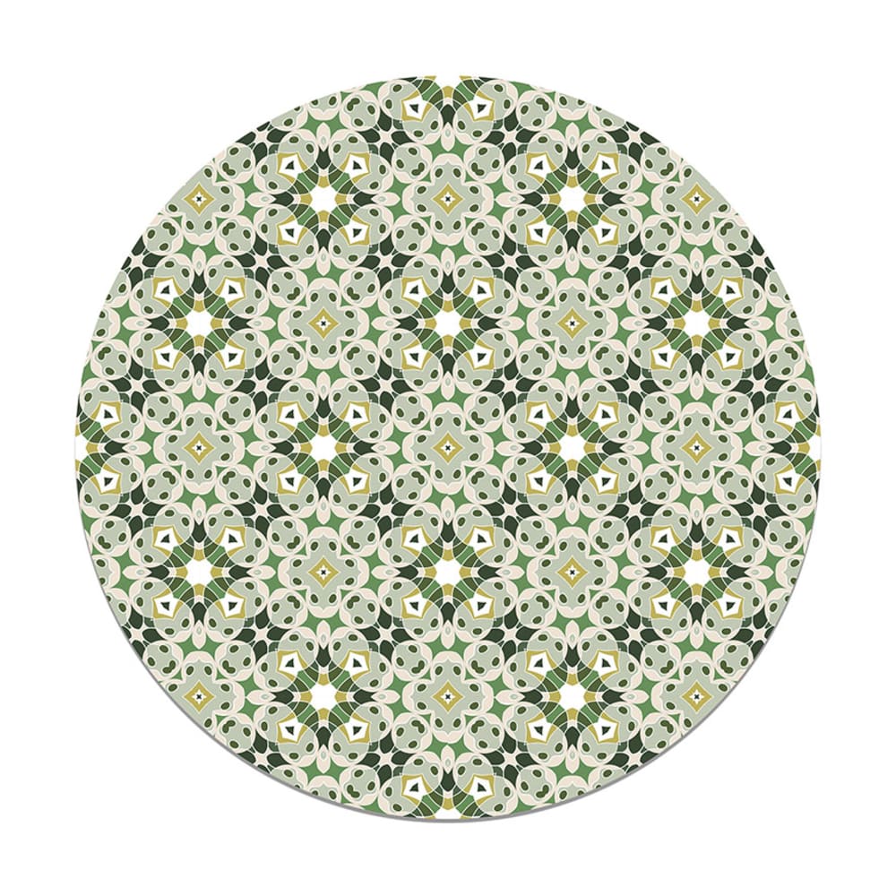 Alfombra vinílica redonda hidráulica tipo oriental verde 190x190 cm