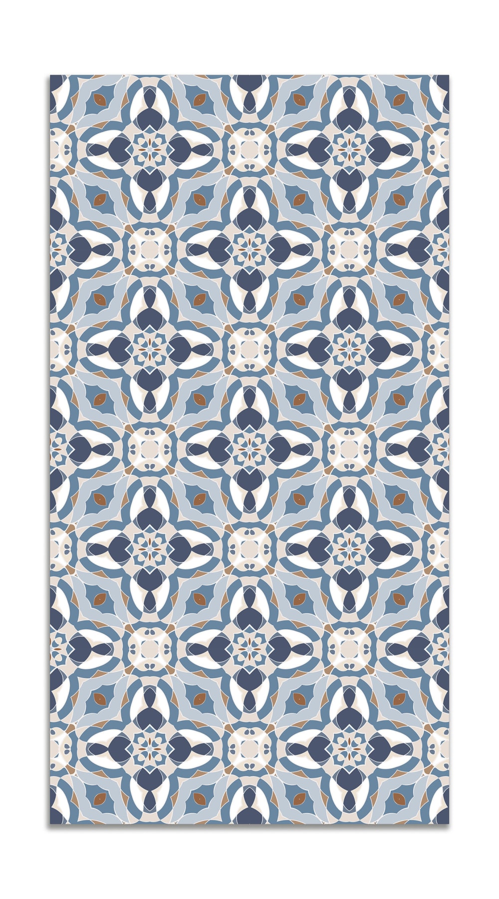 Alfombra vinílica baldosín oriental caleidoscopio azul 80x150 cm