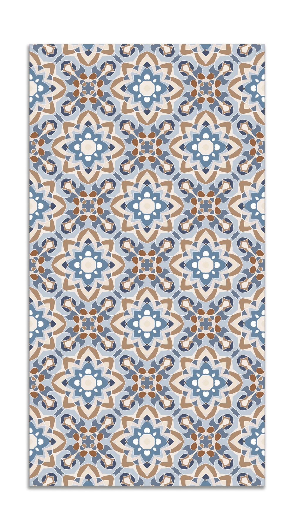 Alfombra vinílica azulejo oriental floreada azul 60x200 cm