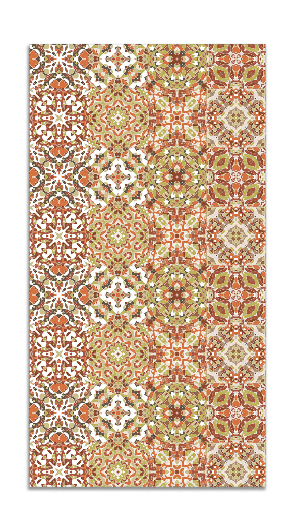 Alfombra vinílica baldosa hidráulico oriental naranja 120x170 cm
