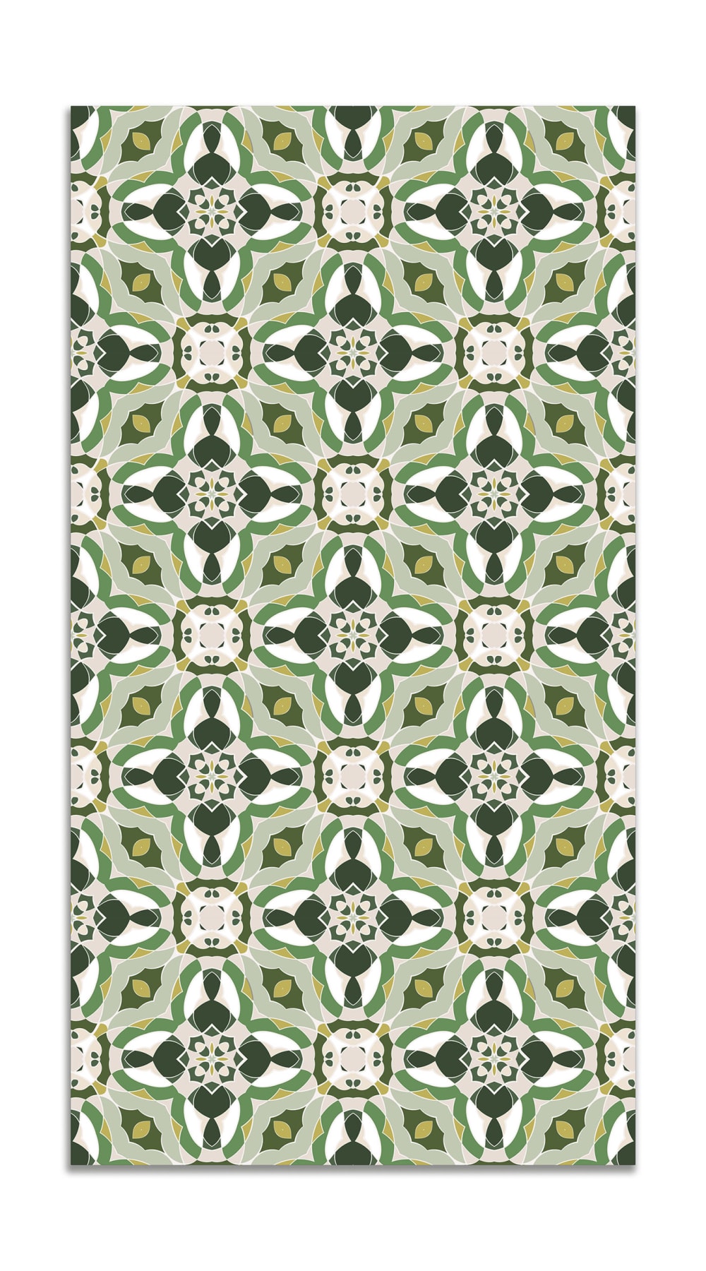 Alfombra vinílica baldosín oriental caleidoscopio verde 200x200 cm
