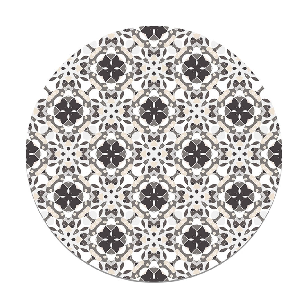 Alfombra vinílica redonda hidráulico oriental mosaico gris 190x190 cm