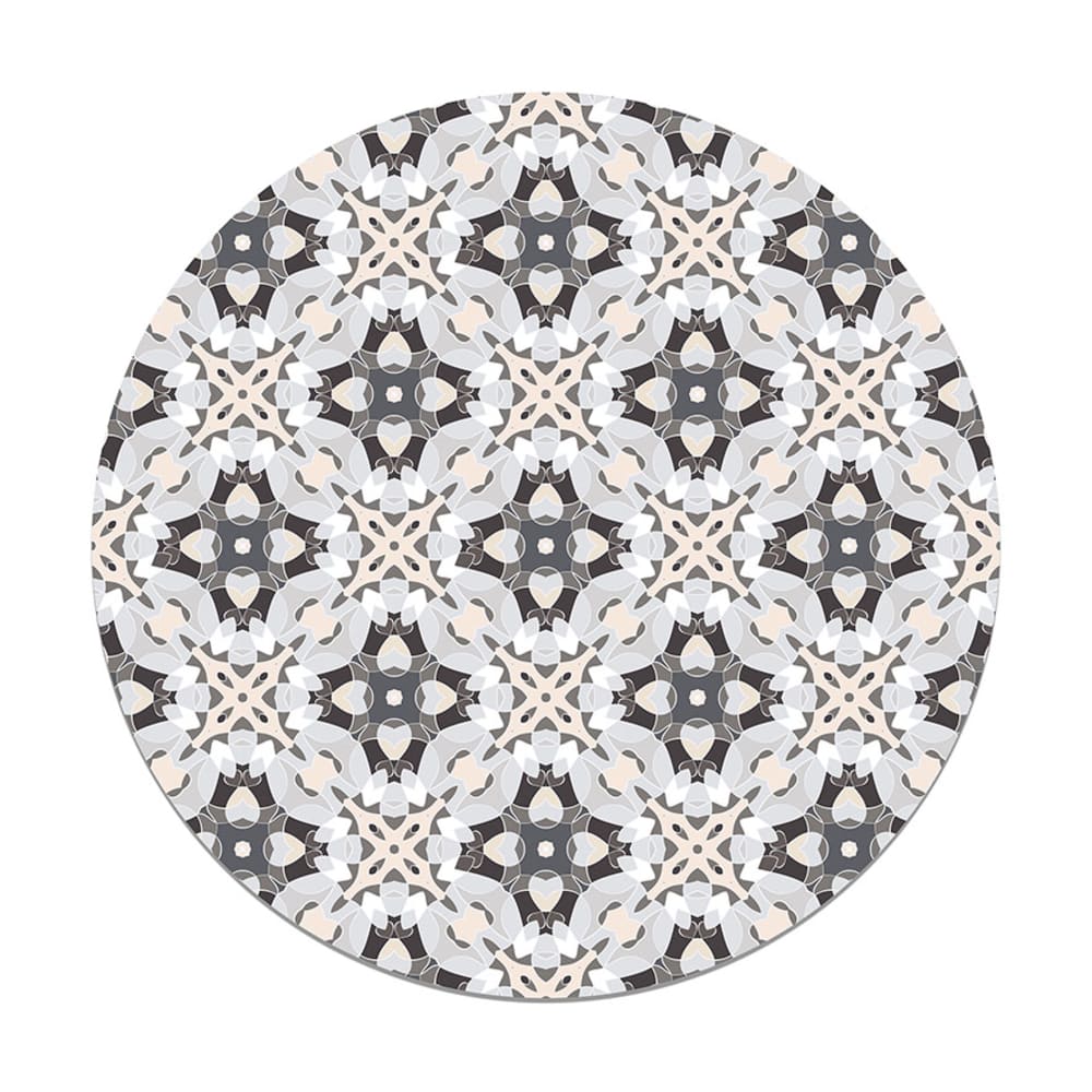 Alfombra vinílica redonda baldosa modelo oriental gris 150x150 cm
