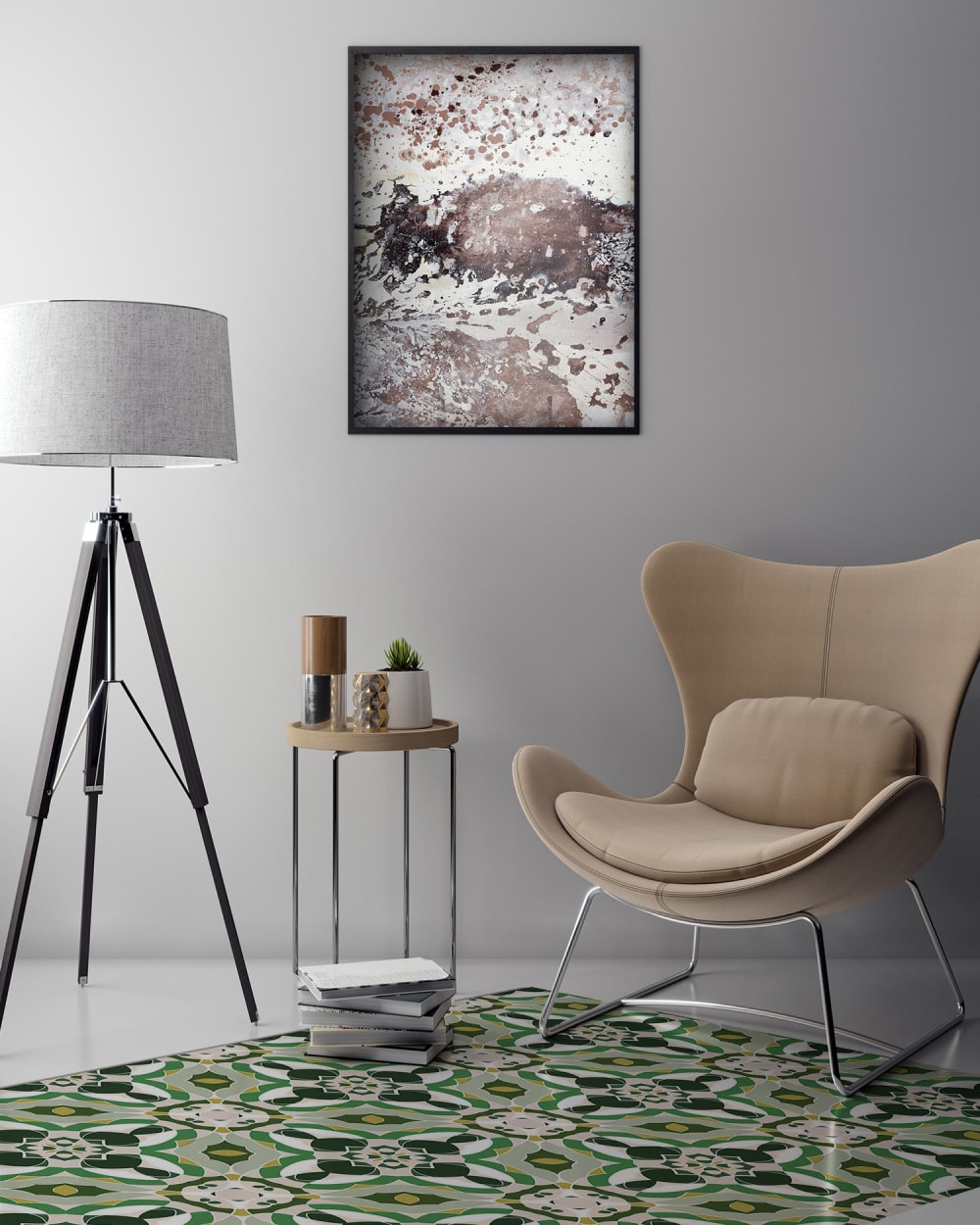 Tapis vinyle tuile kaléidoscope oriental vert 120x170cm — vue 3