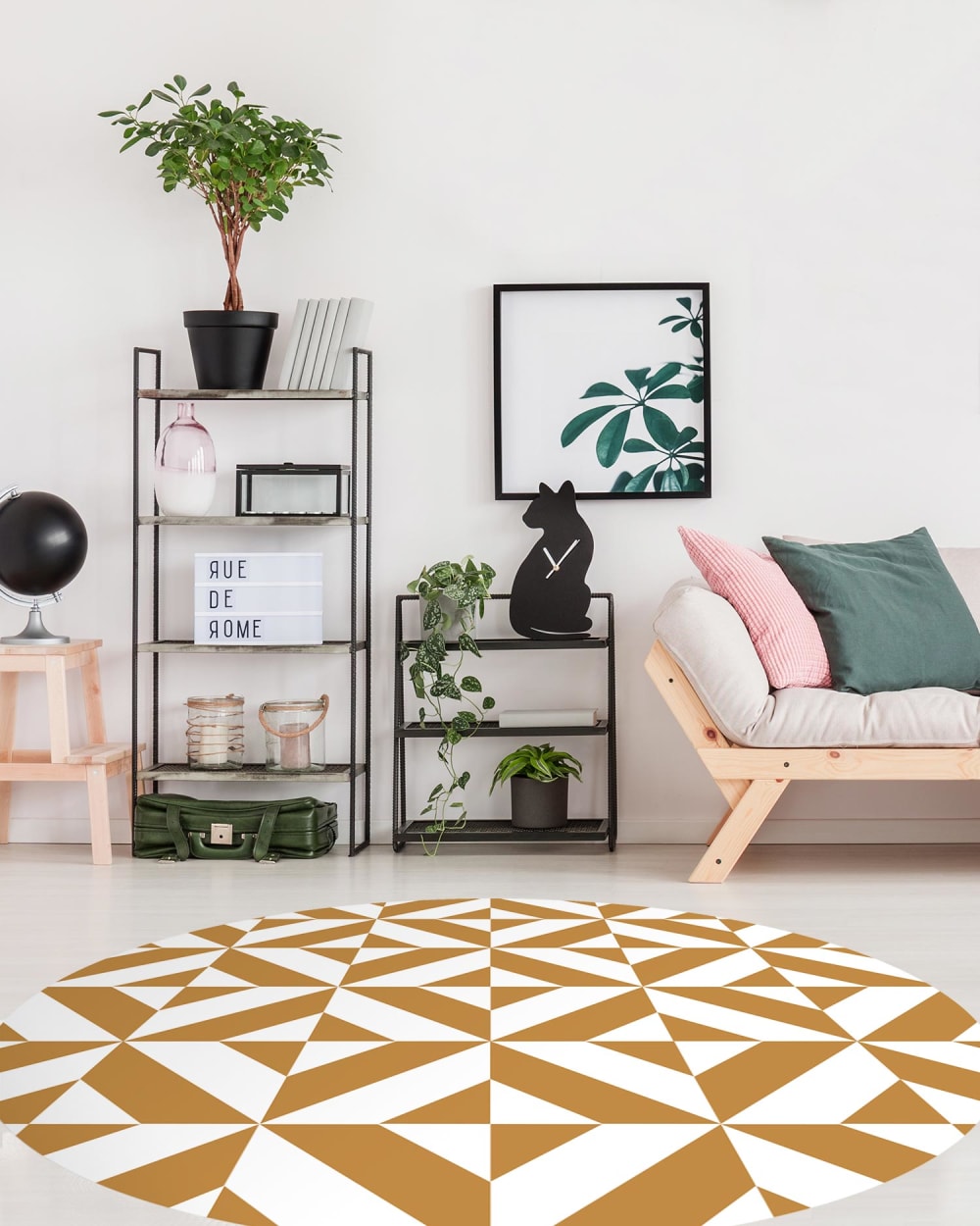 Alfombra vinílica redonda geometría mostaza 190x190 cm - Maisons du Monde