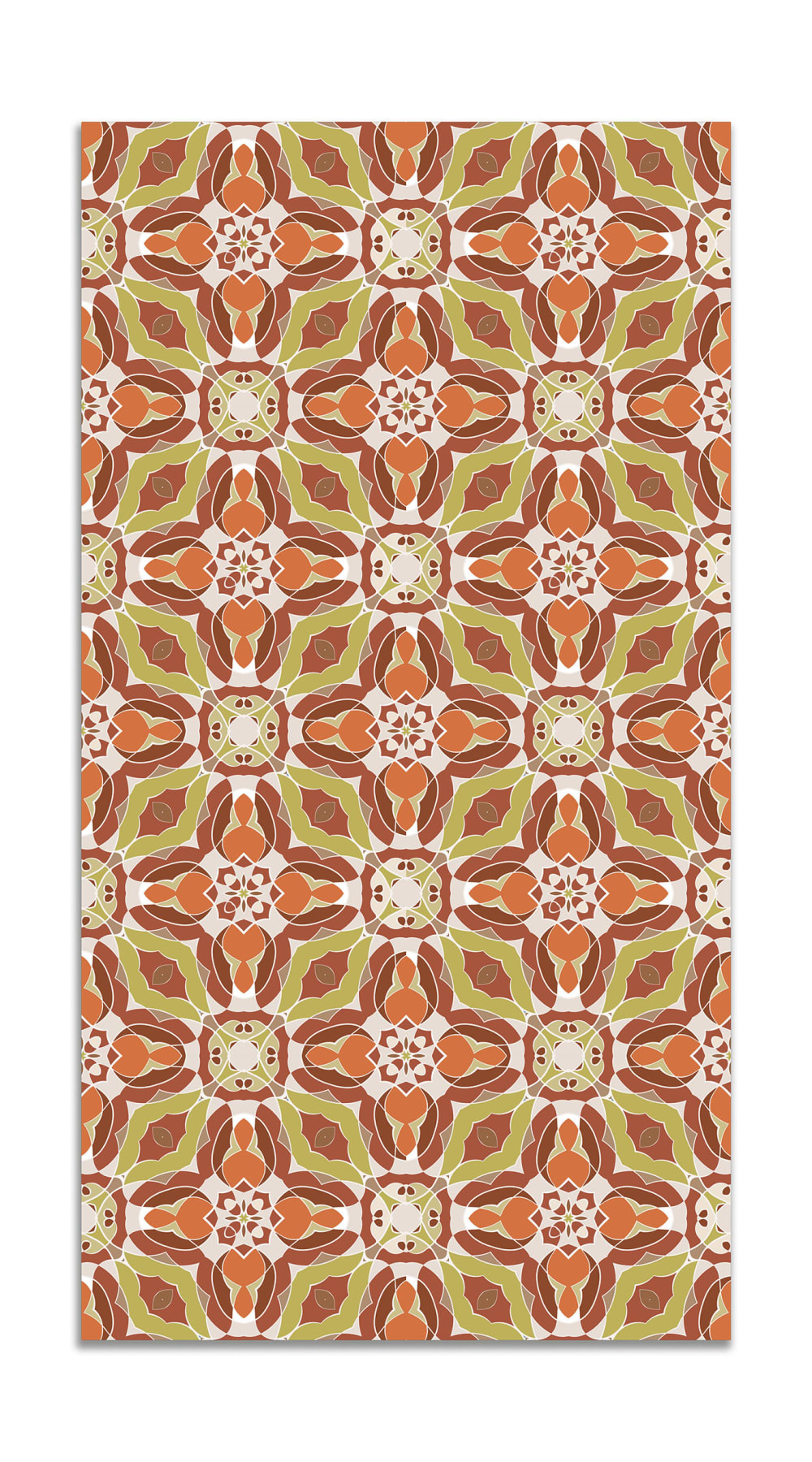 Alfombra vinílica baldosín oriental caleidoscopio naranja 80x250 cm