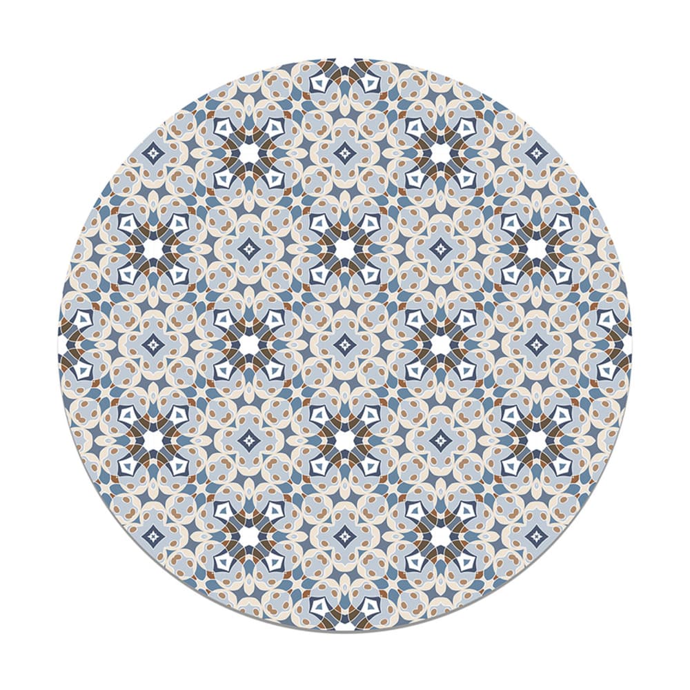 Alfombra vinílica redonda hidráulica tipo oriental azul 190x190 cm