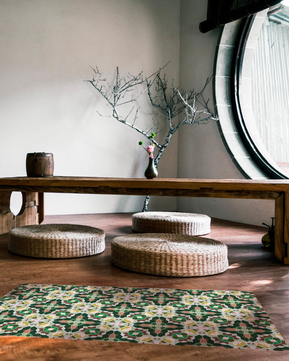 Tapis vinyle tuile style oriental vert 120x170cm — vue 3