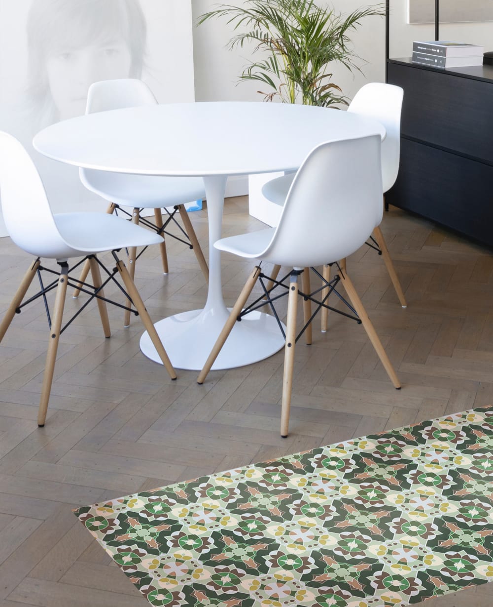 Tapis vinyle tuile style oriental vert 120x170cm — vue 4