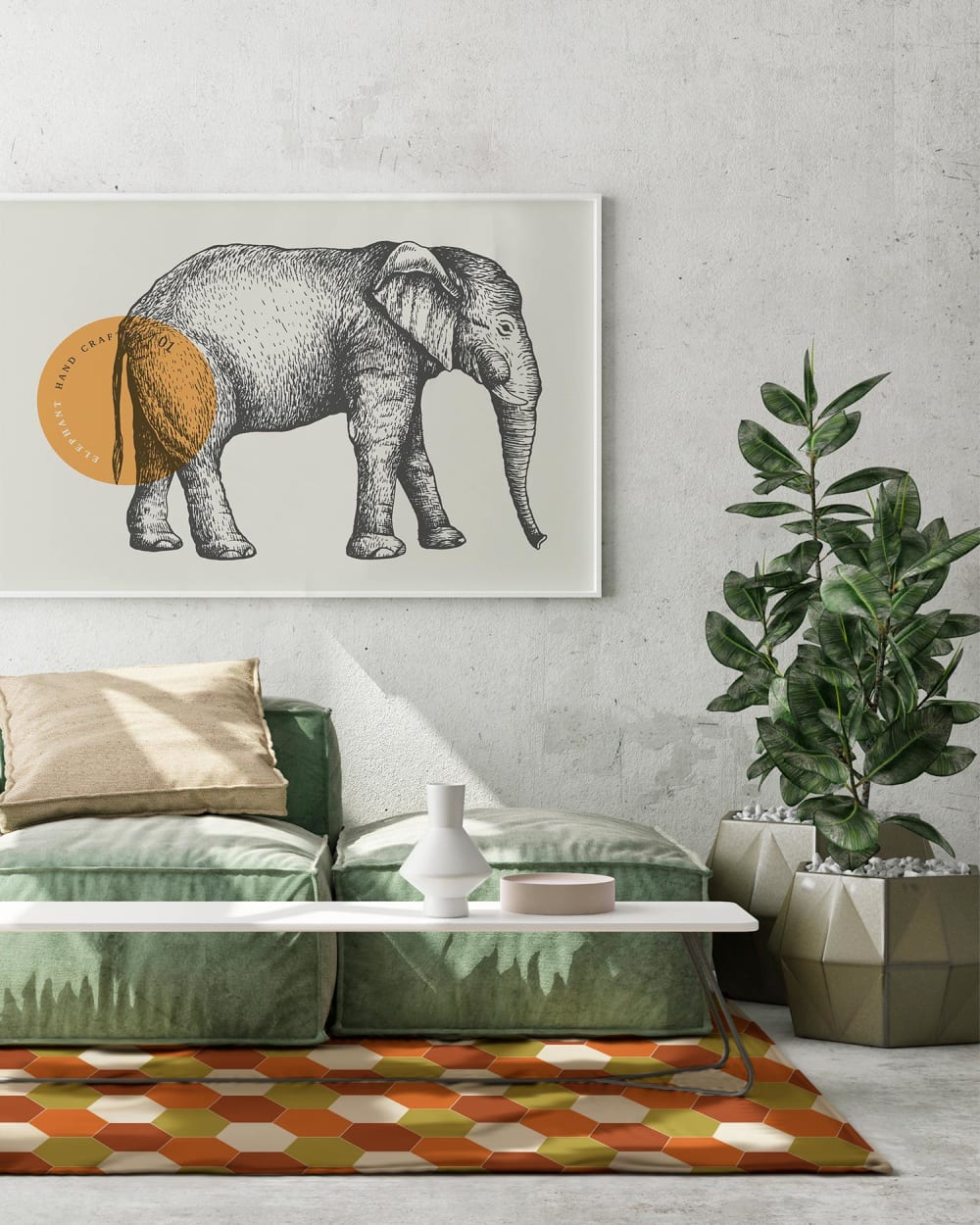 Tapis vinyle mosaïque hexagones de ton orange 140x200cm — vue 4