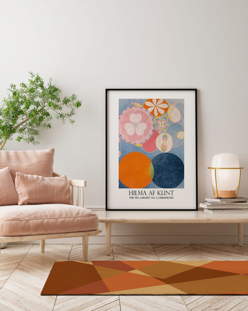 Tapis vinyle forme géométrique abstraite orange 120x160cm — vue 4