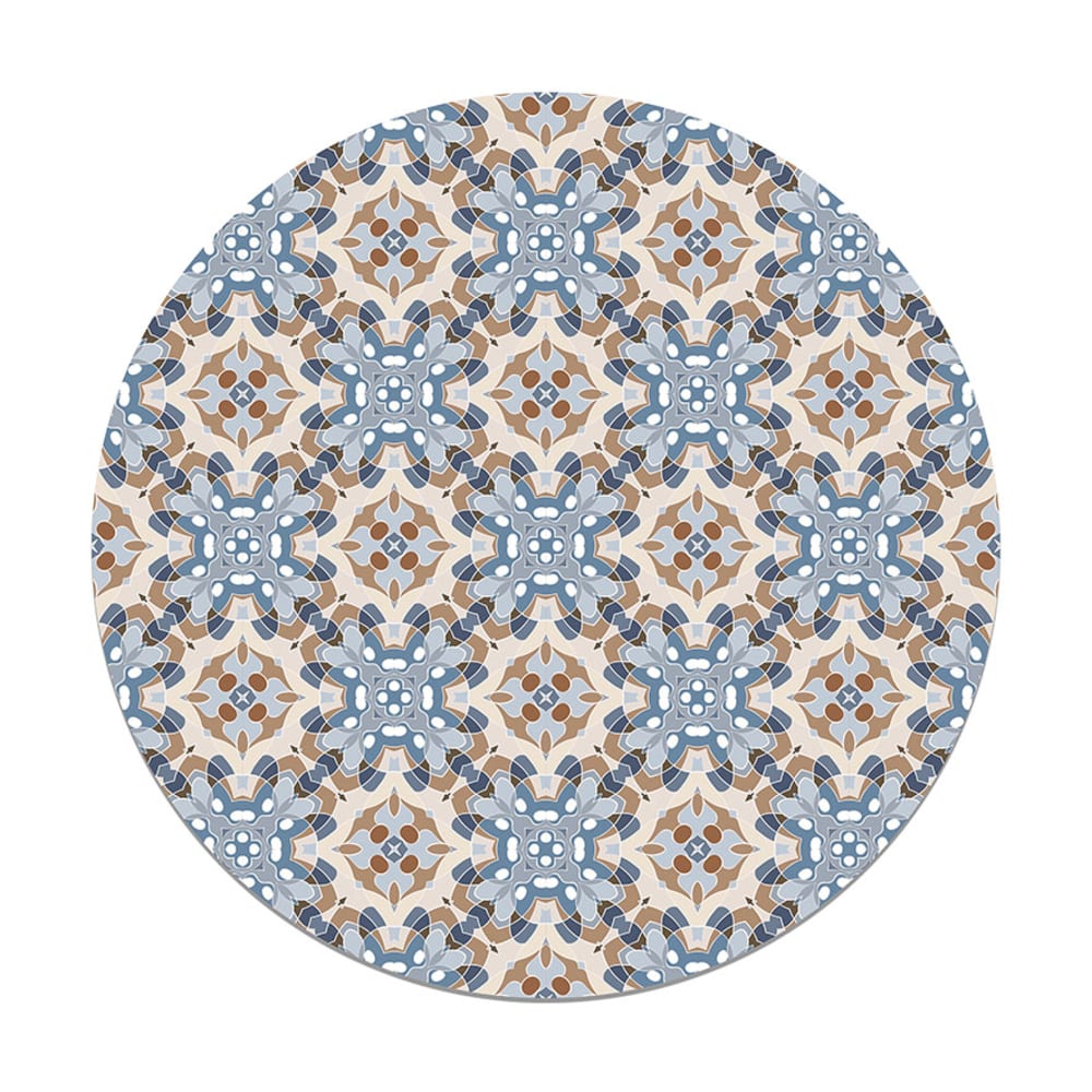 Alfombra vinílica redonda azulejo oriental azul 150x150 cm