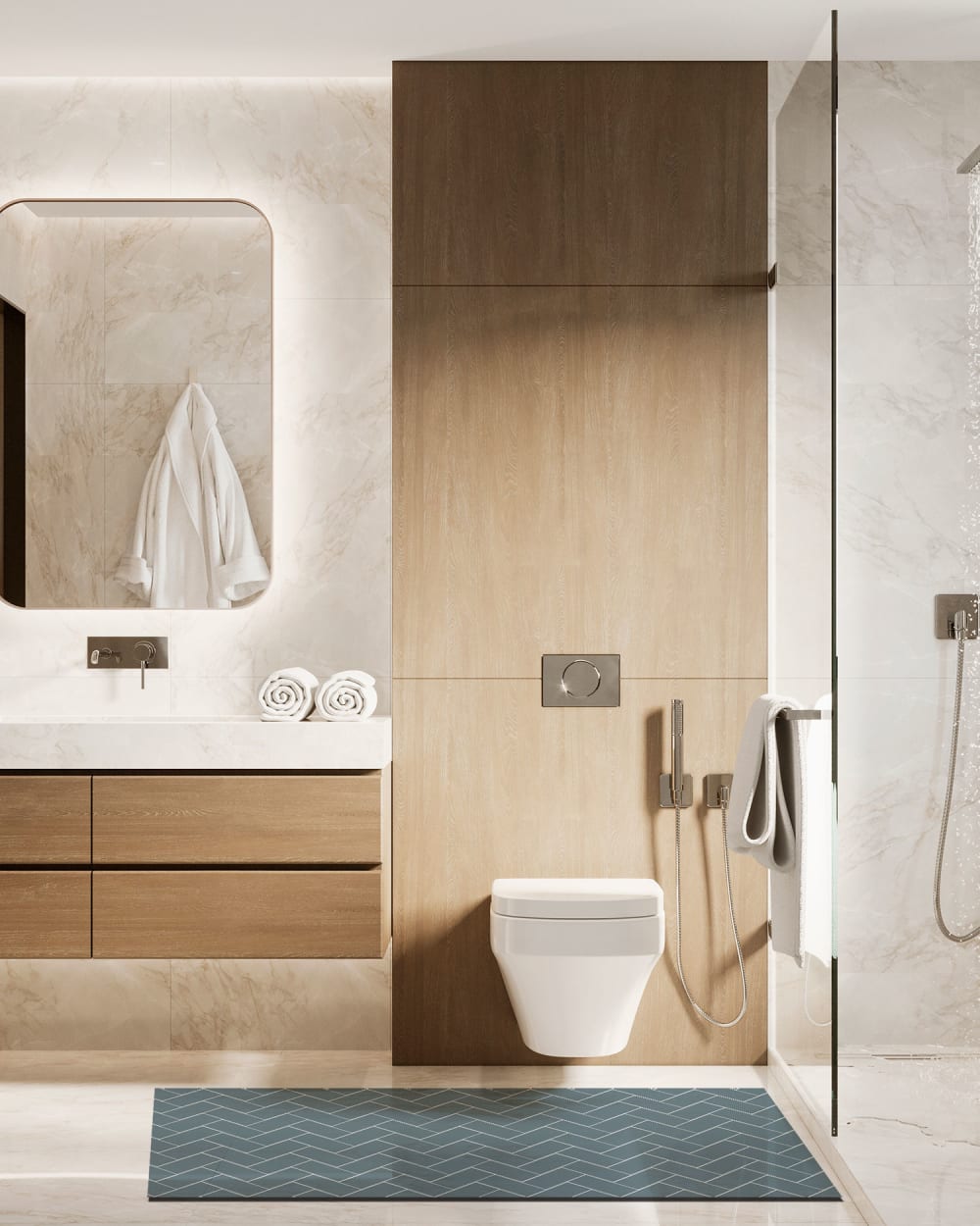 Tapis vinyle mosaïque de briques bleues 60x250cm