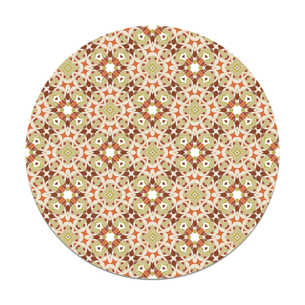 Alfombra vinílica redonda hidráulica tipo oriental naranja 190x190 cm