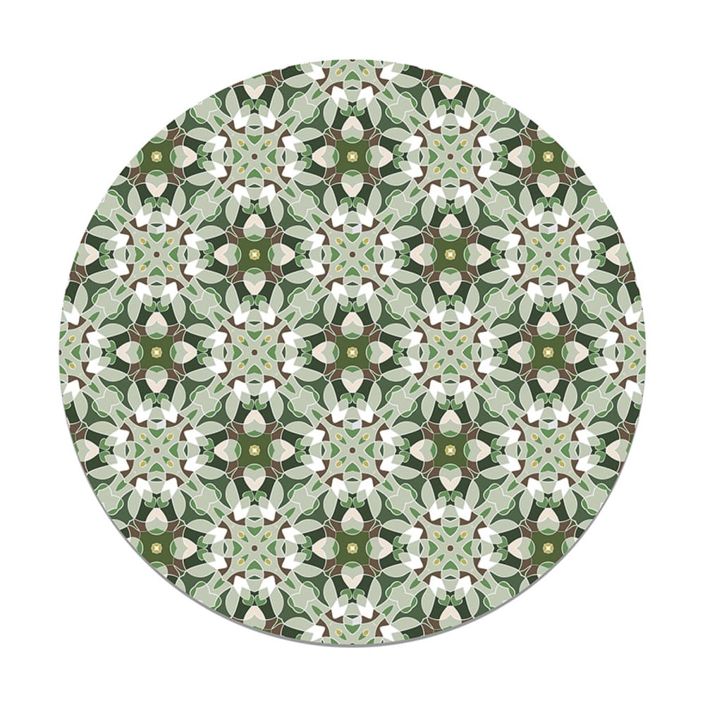 Alfombra vinílica redonda baldosa modelo oriental verde 190x190 cm