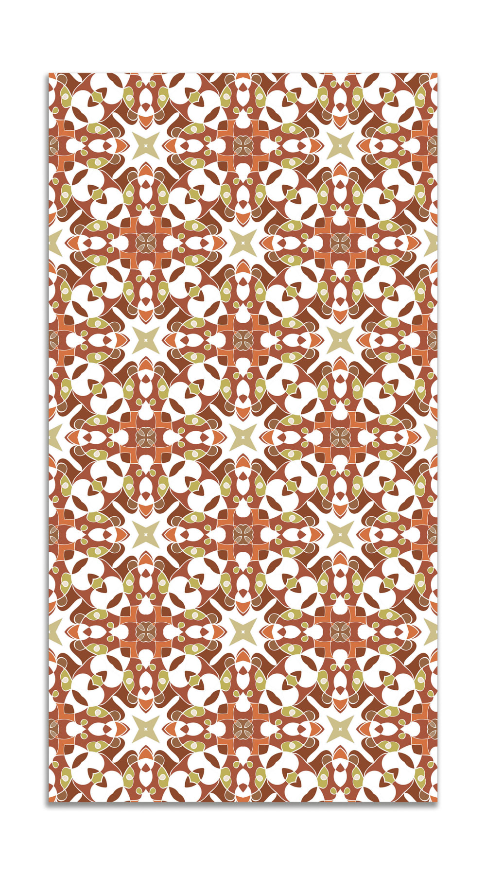 Alfombra vinílica azulejo hidráulico tipo oriental naranja 100x140 cm