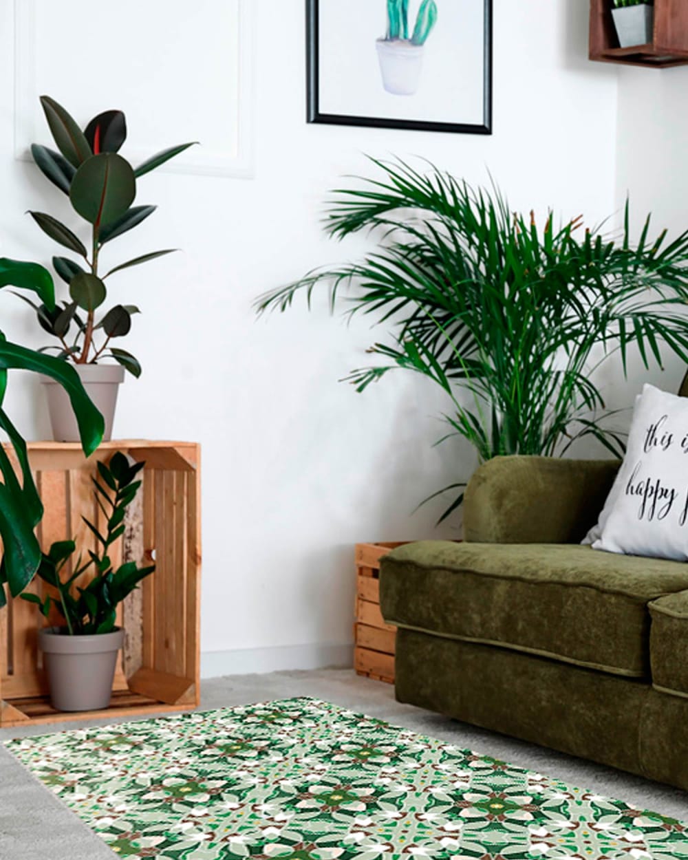 Alfombra vinílica baldosa modelo oriental verde 80x150 cm - Maisons du Monde