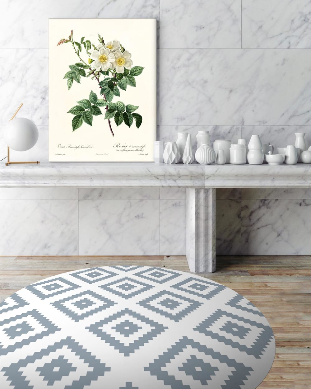 Alfombra vinílica redonda cuadros azul 100x100 cm - Maisons du Monde