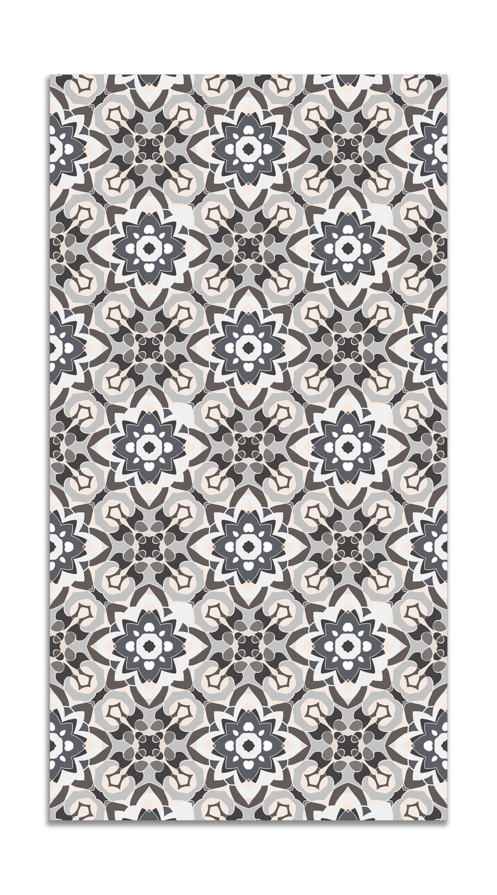 Alfombra vinílica azulejo oriental floreada gris 120x170 cm