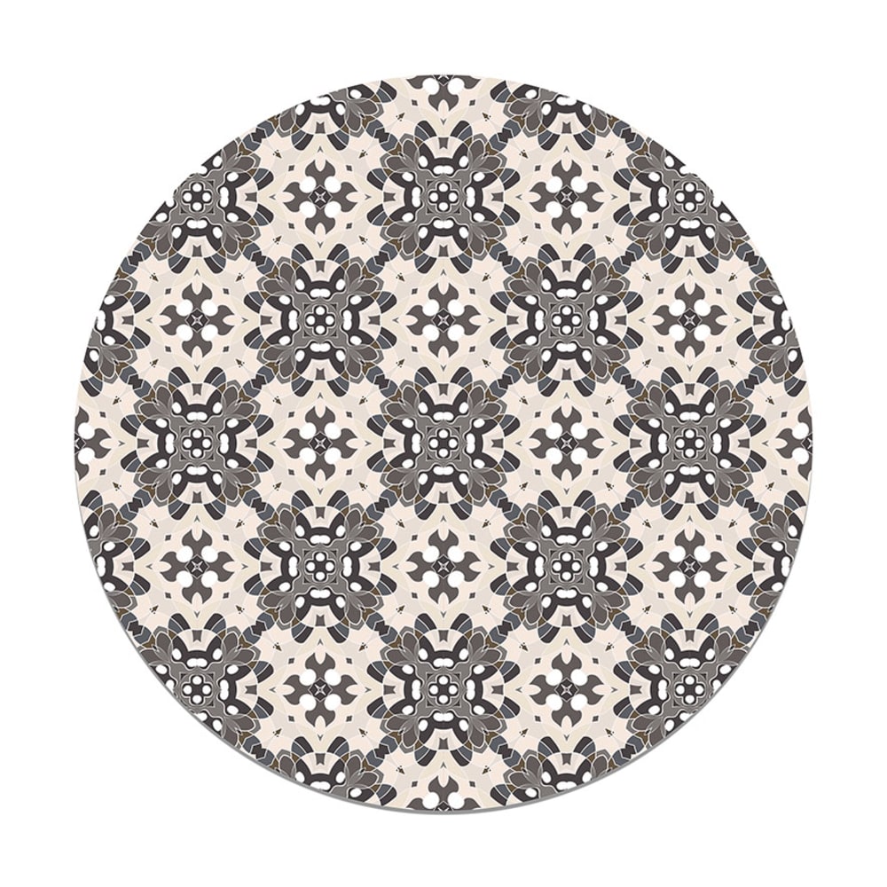 Alfombra vinílica redonda azulejo oriental gris 150x150 cm