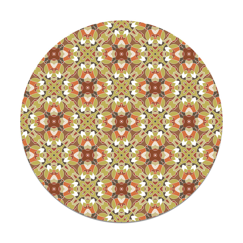 Alfombra vinílica redonda baldosa modelo oriental naranja 100x100 cm