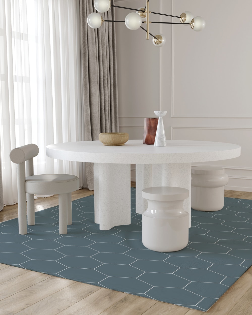 Tapis vinyle mosaïque hexagones bleus 60x110cm — vue 3