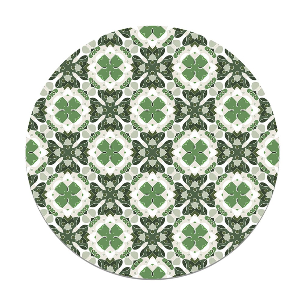 Alfombra vinílica redonda hidráulico oriental mosaico verde 150x150 cm
