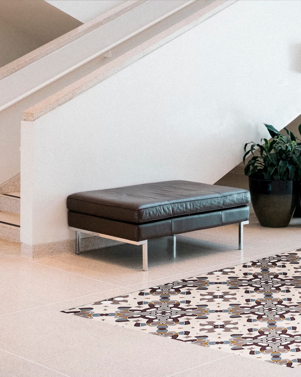 Alfombra vinílica azulejo oriental gris 120x170 cm - Maisons du Monde