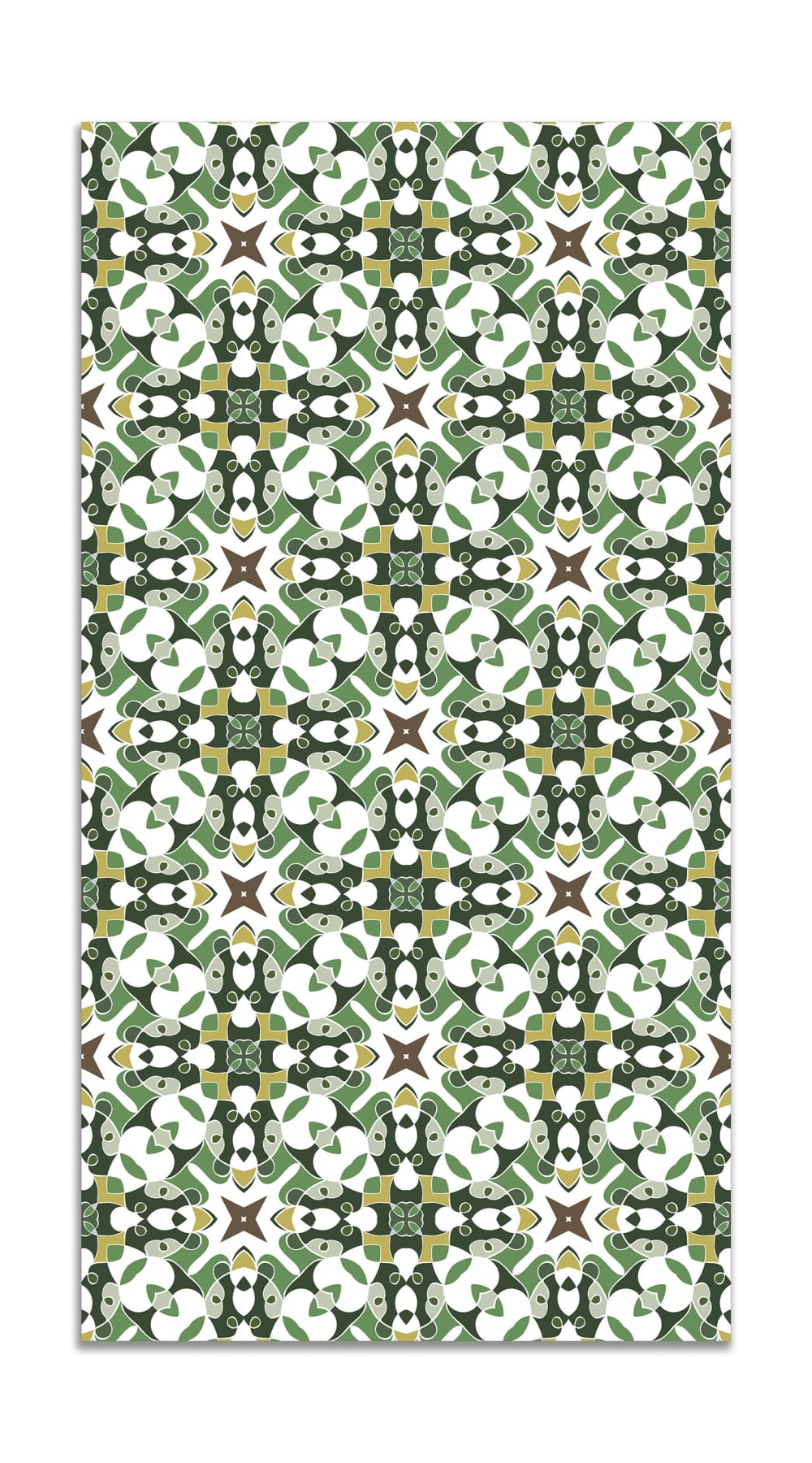 Alfombra vinílica azulejo hidráulico tipo oriental verde 60x110 cm