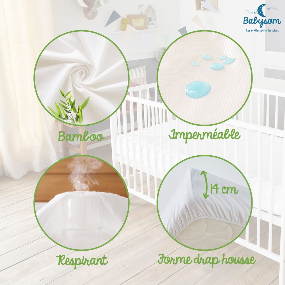 Protège matelas bébé imperméable 60x120 (babysom) - Image 3
