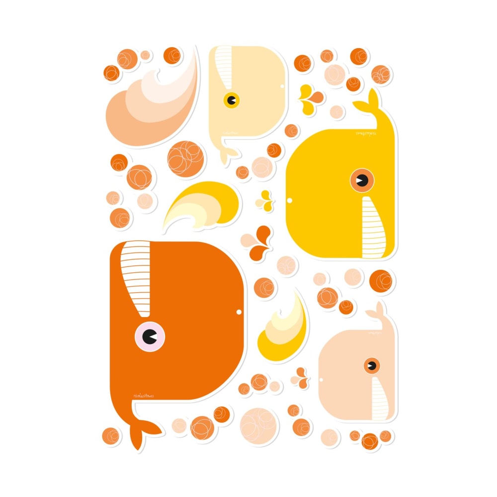 Pegatinas antideslizantes para bañeras ballenas naranja
