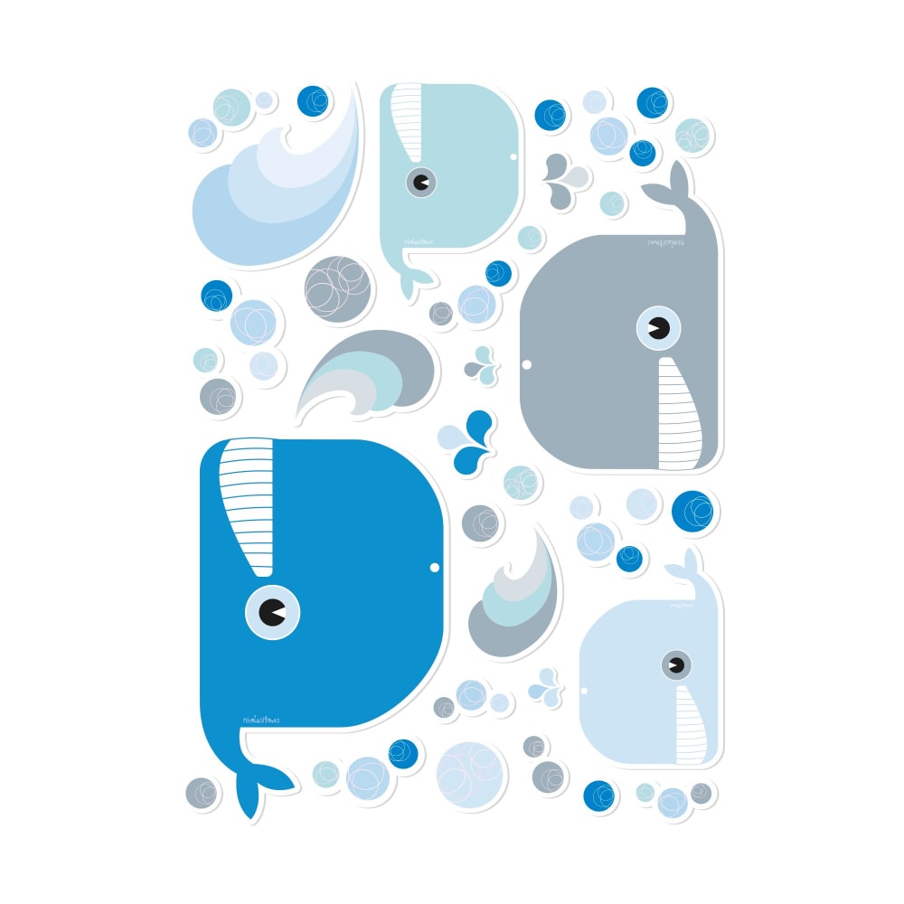 Pegatinas antideslizantes para bañeras ballenas azul