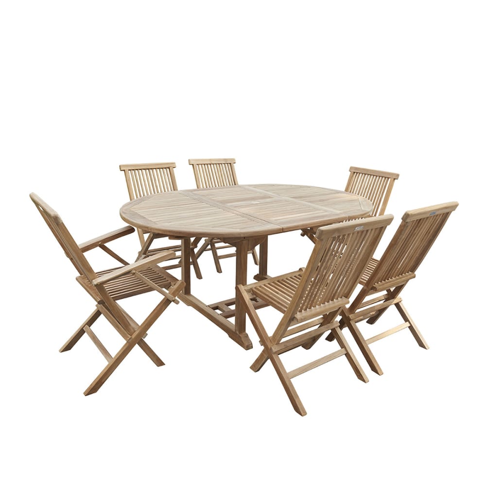 Salon de jardin en teck massif extensible 6/8 pers. - Maisons du Monde