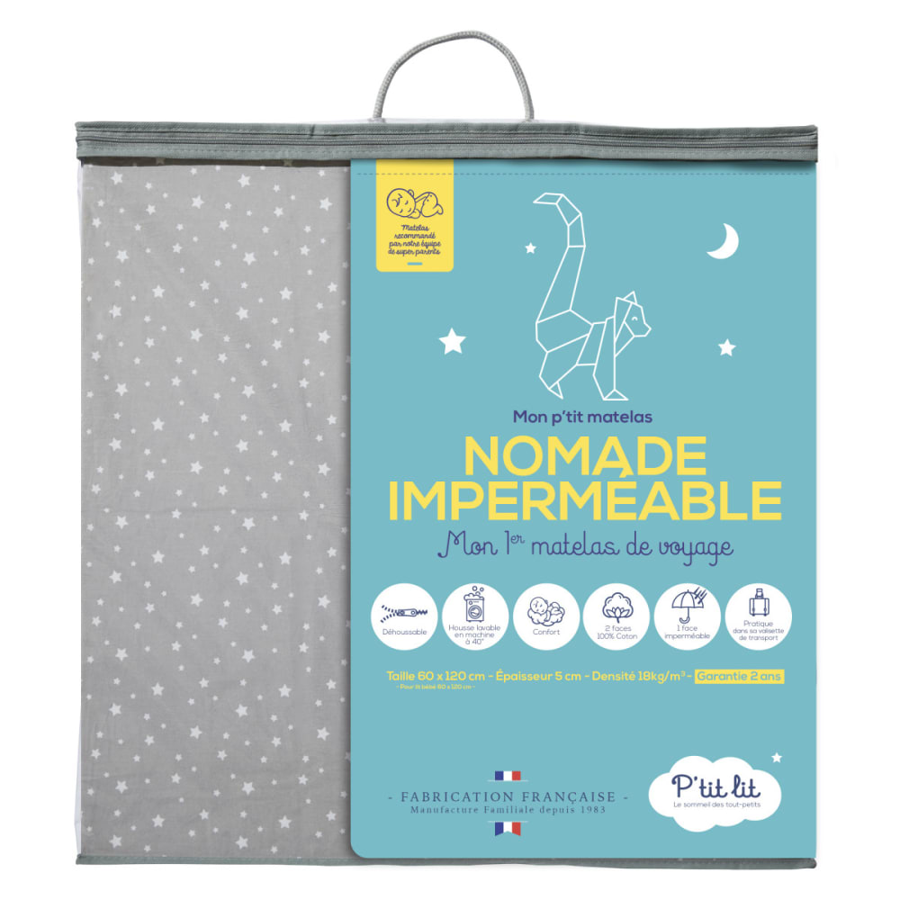 Matelas bébé pliant imperméable et déhoussable 60x120