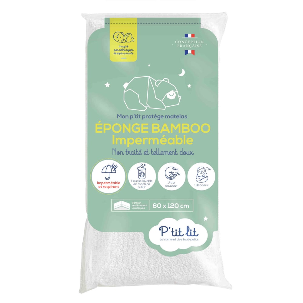 Protège matelas éponge viscose/polyester blanc bébé 70x140 cm