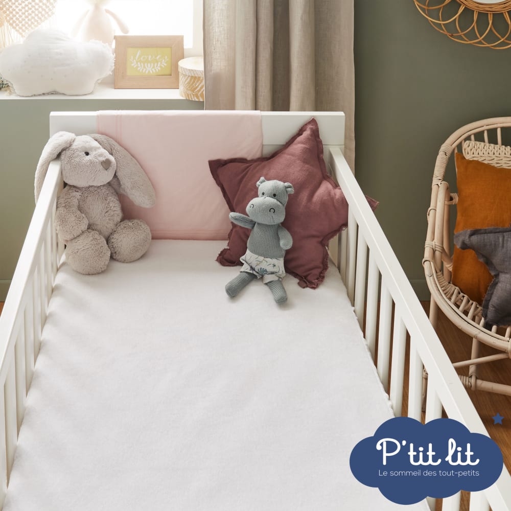 Protège matelas éponge viscose/polyester blanc bébé 70x140 cm (P'Tit Lit) - Image 2