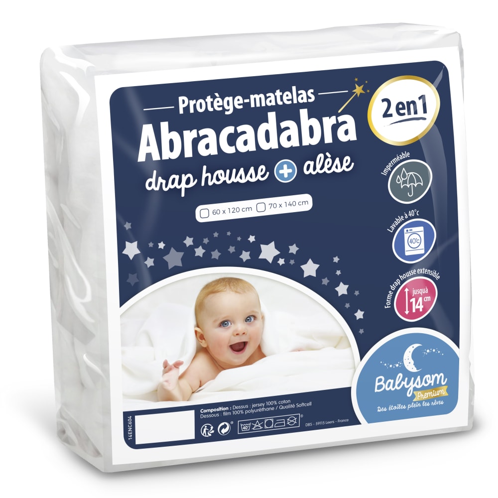Drap housse bébé et alèse imperméable 70x140 (babysom) - Image 1