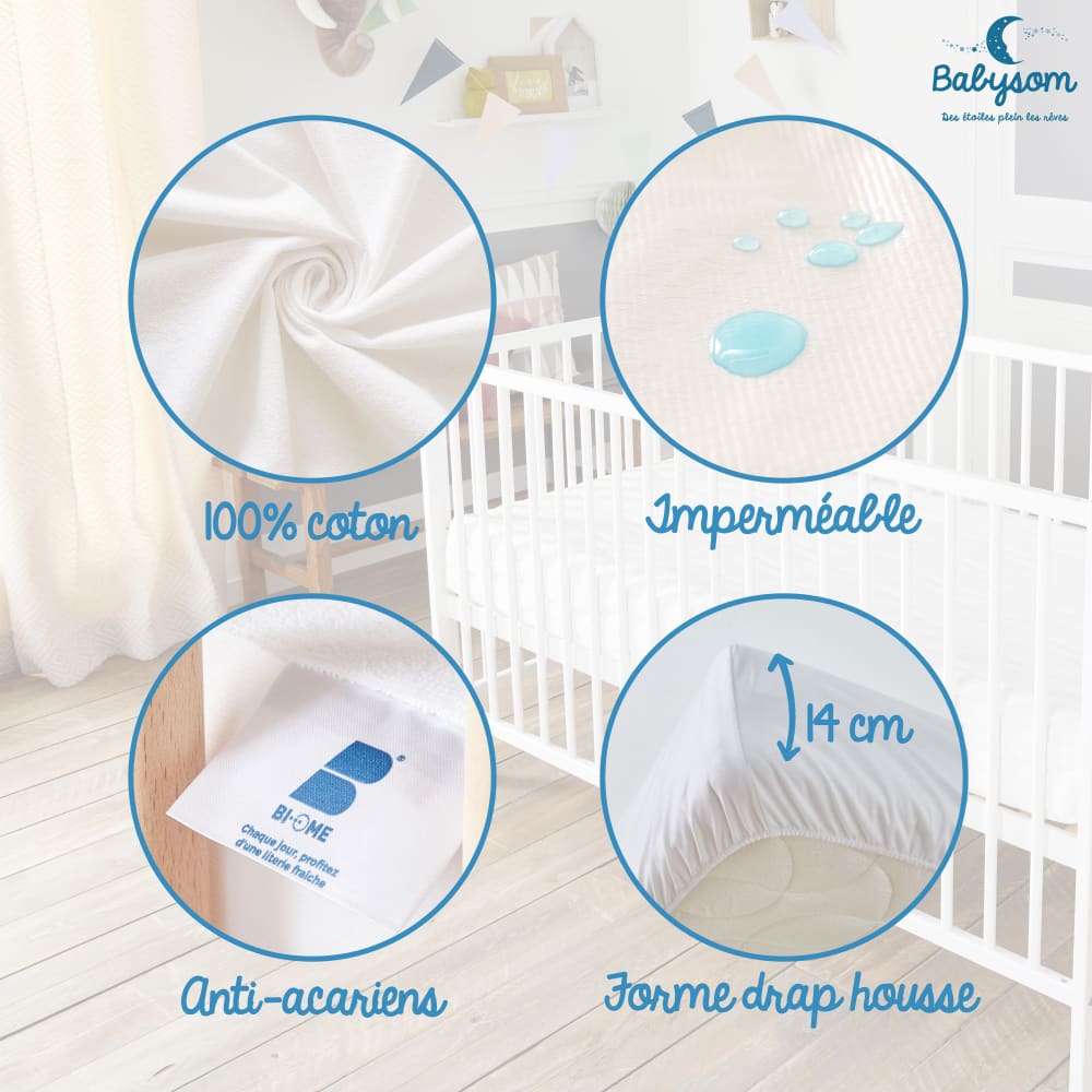 Protège matelas bébé anti acariens et imperméable 70x140 (babysom) - Image 3
