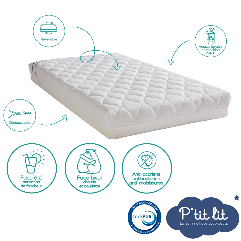 Matelas bébé réversible et déhoussable 70x140 (P'Tit Lit) - Image 2