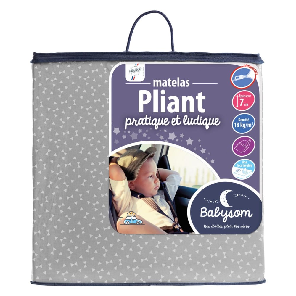 Matelas bébé pliant réversible et déhoussable 60x120x7